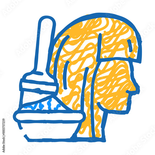 painting hair doodle icon sketch vector. painting hair sign. isolated symbol illustration