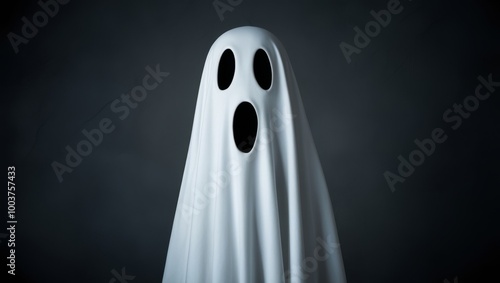 Ghost in a cloak on a grey background photo