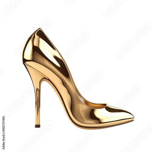golden high heel shoe png