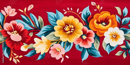 A vibrant floral design fea...