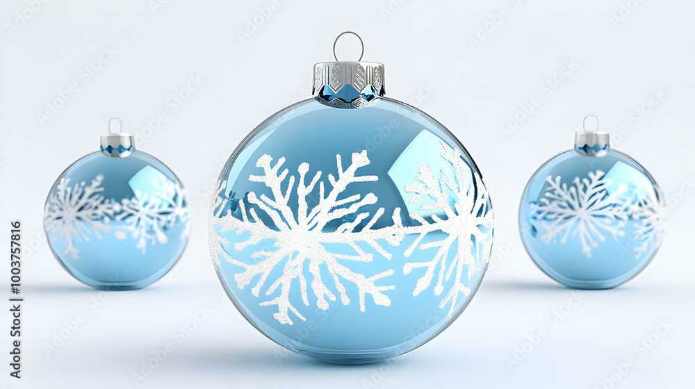 Blue Christmas Ornaments with Snowflake Designs Blue Christmas Ornaments with Snowflake Designs