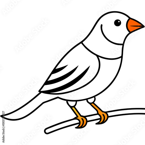 Detailed white zebra finch vector illustration for birdwatching fans and digital artists
