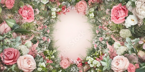 A floral frame featuring pi...