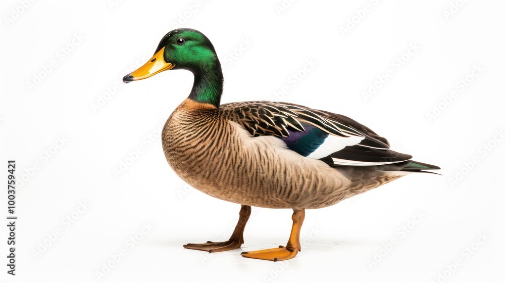 Obraz premium Mallard Duck Portrait on a White Background