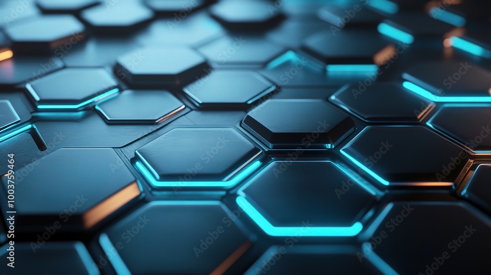 Abstract Hexagonal Pattern with Glowing Edges Abstract Hexagonal Pattern with Glowing Edges