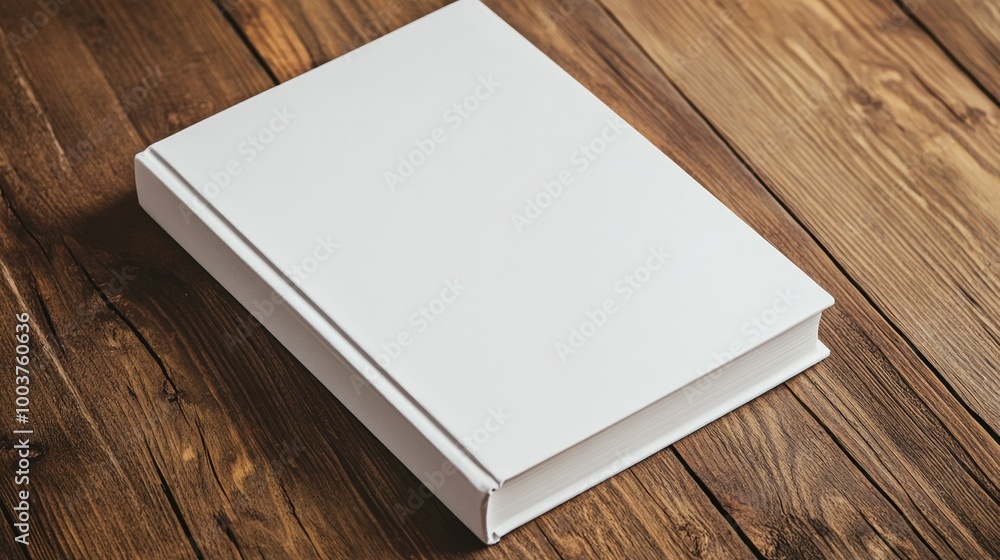 Blank Book Cover on Wooden Table Blank Book Cover on Wooden Table