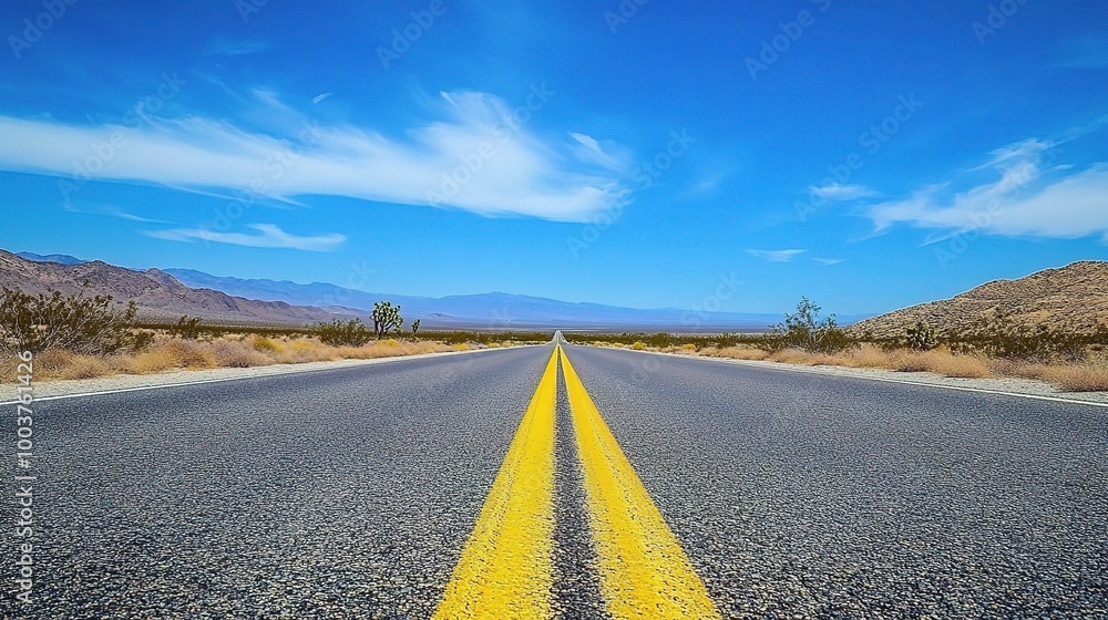 Fototapeta premium Wide Open Road Under Bright Blue Sky