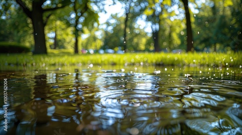 too compact and impermeable soil does not absorb water during rains and floods a lake was created in the park in the lawn which gradually infiltrates damage to the lawn long flooding water push