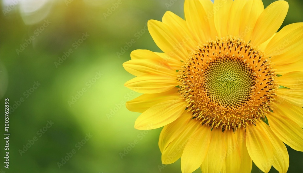 Sunflower Against Blurry Green Background Sunflower Against Blurry Green Background