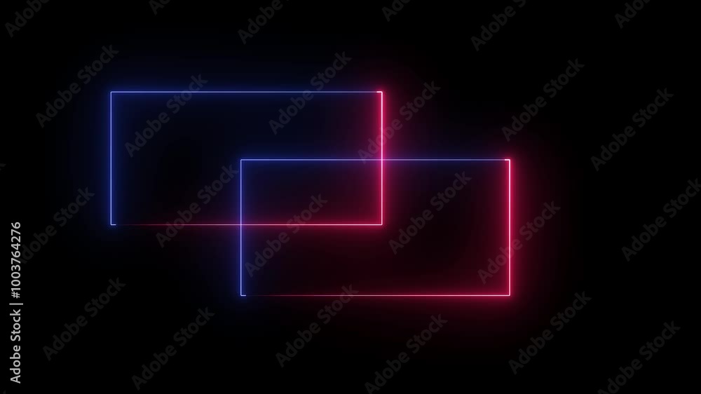 Abstract moving neon rectangle frame animation and seamless loop neon line rectangle border frame. Abstract moving neon rectangle frame animation and seamless loop neon line rectangle border frame.