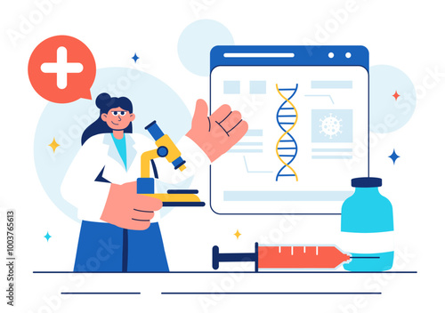 Immunologist Vector Illustration Showing the Immune Protection System Helping People Fight Infections and Harmful Bacteria in a Flat Style Background