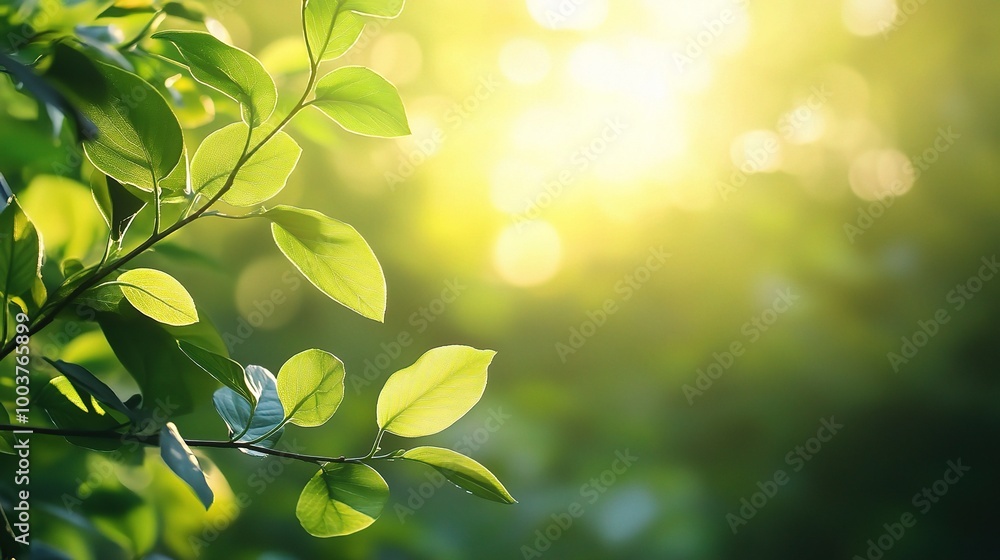 Serene Green Leaves Bathed in Soft Sunlight Serene Green Leaves Bathed in Soft Sunlight