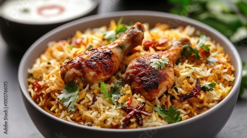 Delicious Chicken Biryani with Spices and Herbs