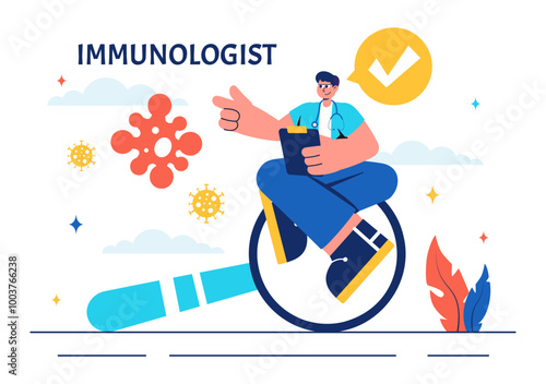 Immunologist Vector Illustration Showing the Immune Protection System Helping People Fight Infections and Harmful Bacteria in a Flat Style Background