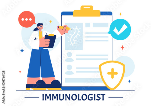 Immunologist Vector Illustration Showing the Immune Protection System Helping People Fight Infections and Harmful Bacteria in a Flat Style Background