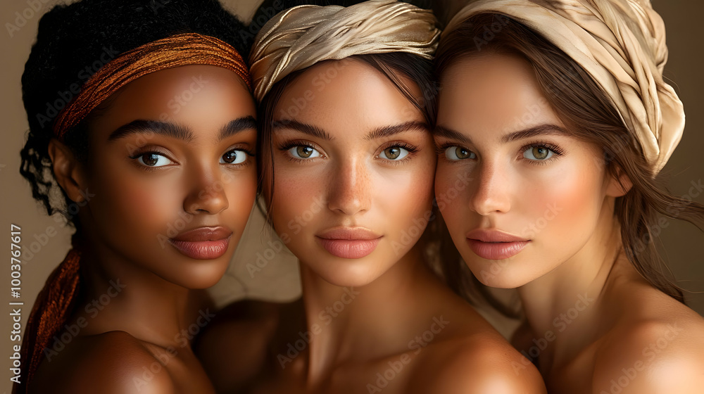 Three Women with Headbands: Beauty, Fashion, and Diversity Three Women with Headbands: Beauty, Fashion, and Diversity