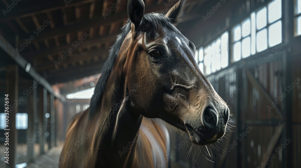 Fototapeta premium Horse ready for training Equestrian sport theme