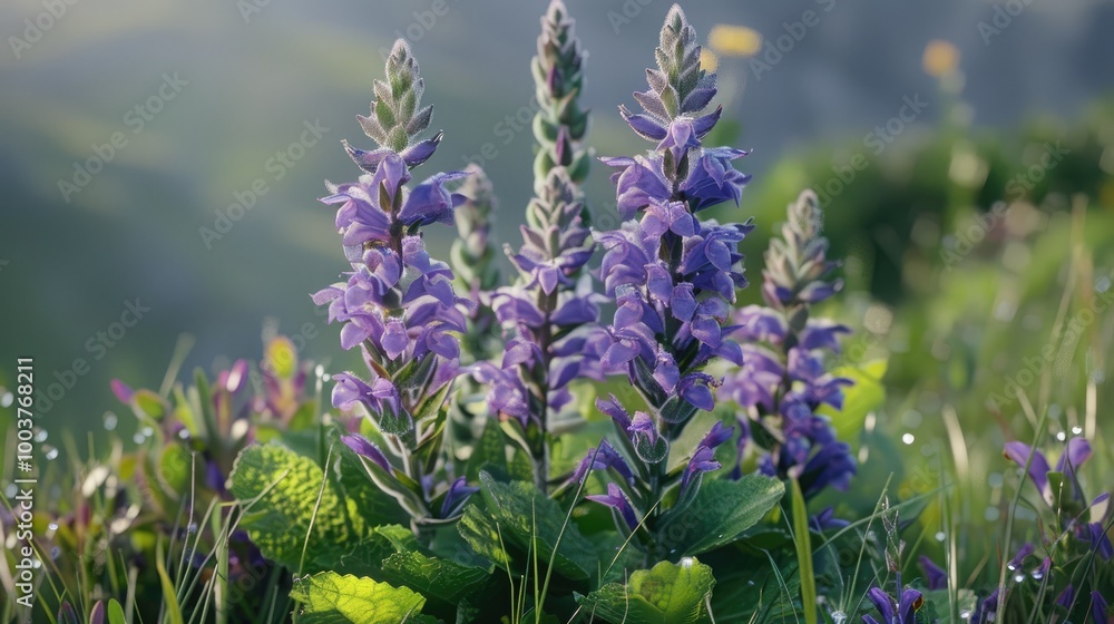 Obraz premium Flowering plant of Bear s breeches Acanthus mollis Acanthaceae Wildflowers in nature Macro