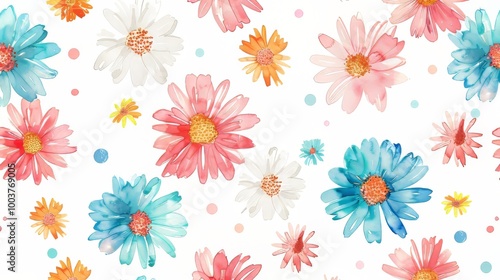 Wallpaper Mural Daisies on white background Torontodigital.ca