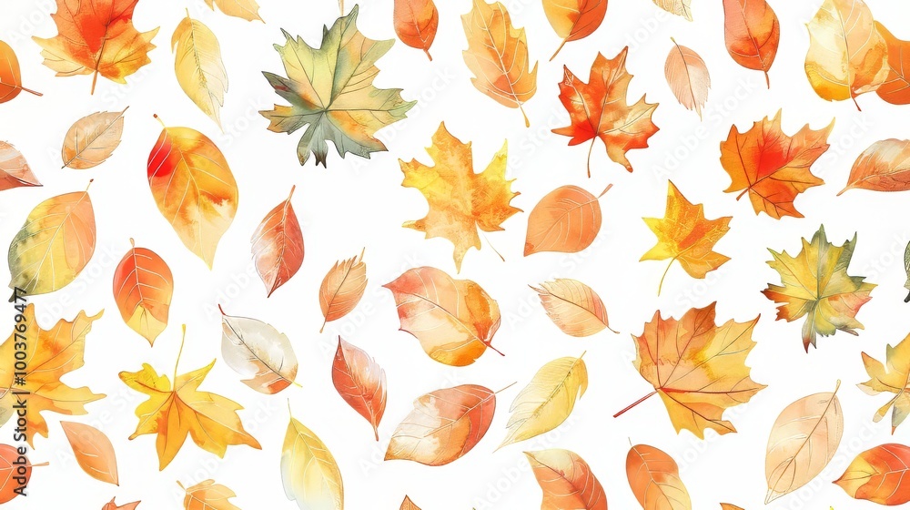 A bunch of vibrant fall leaves on white background, drawing pattern A bunch of vibrant fall leaves on white background, drawing pattern
