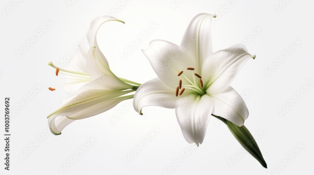 Two White Lilies on a White Background Two White Lilies on a White Background