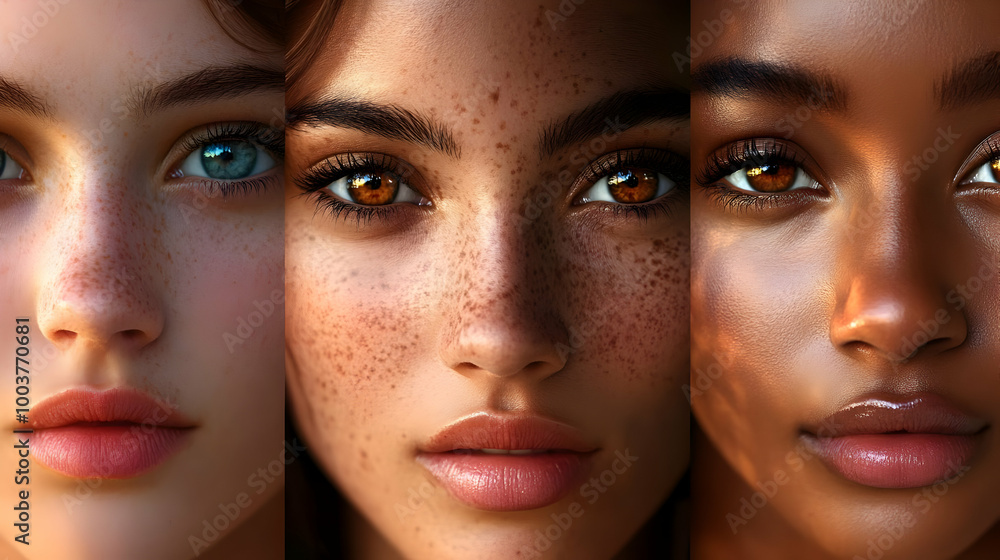 Close-Up of Eyes with Freckles and Soft Skin Close-Up of Eyes with Freckles and Soft Skin