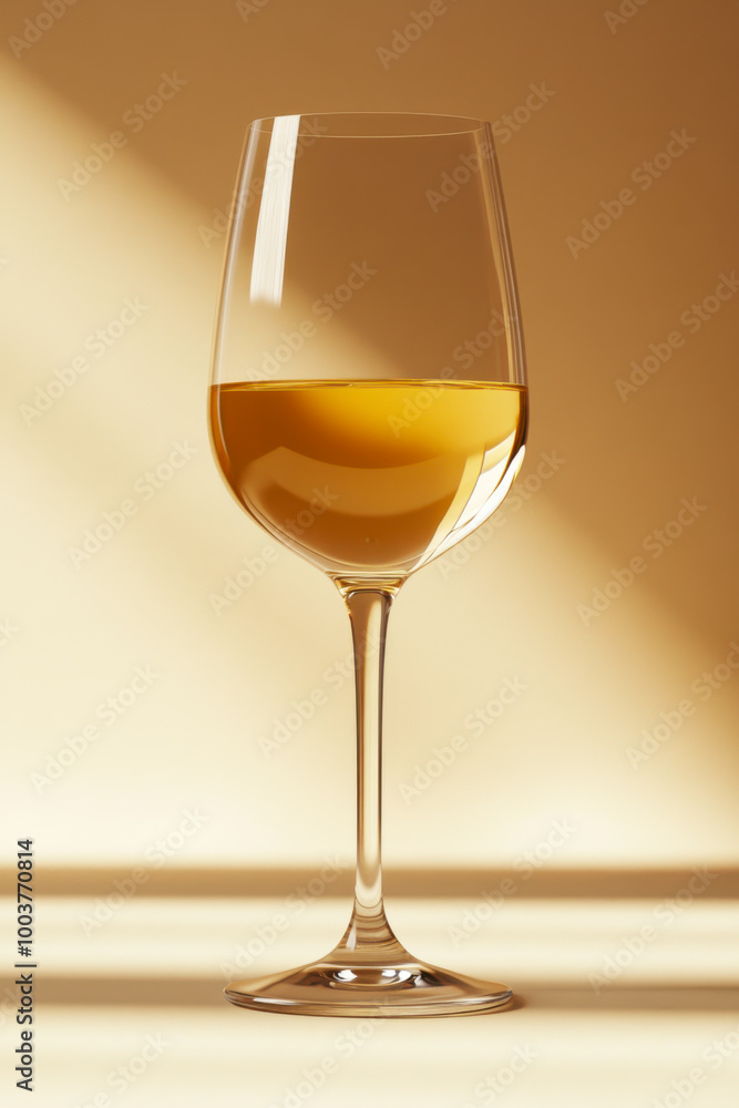 Antique glass of Sauvignon Blanc, hero shot angle, clean and off white backdrop Antique glass of Sauvignon Blanc, hero shot angle, clean and off white backdrop