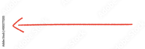 手書きの横に長い直線の矢印 - シンプルでおしゃれな細い赤線のデザイン素材