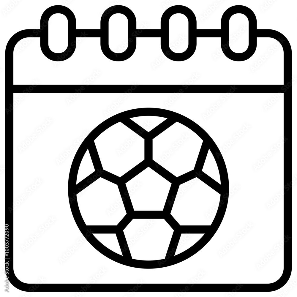 Fototapeta premium Football Line Calendar Icon