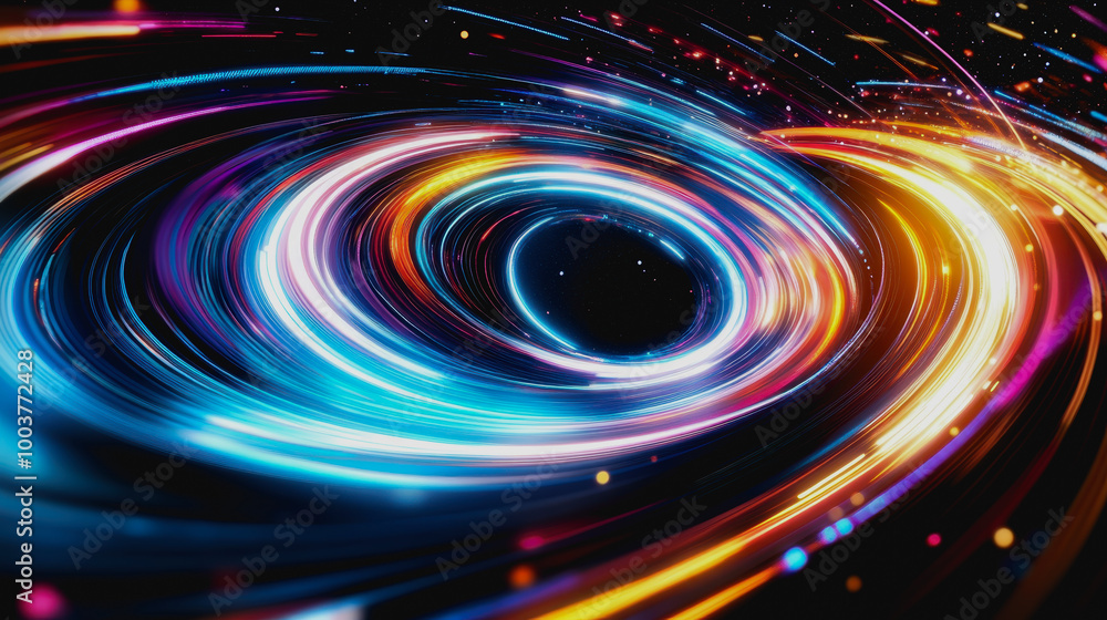Obraz premium Futuristic space vortex with glowing tech elements