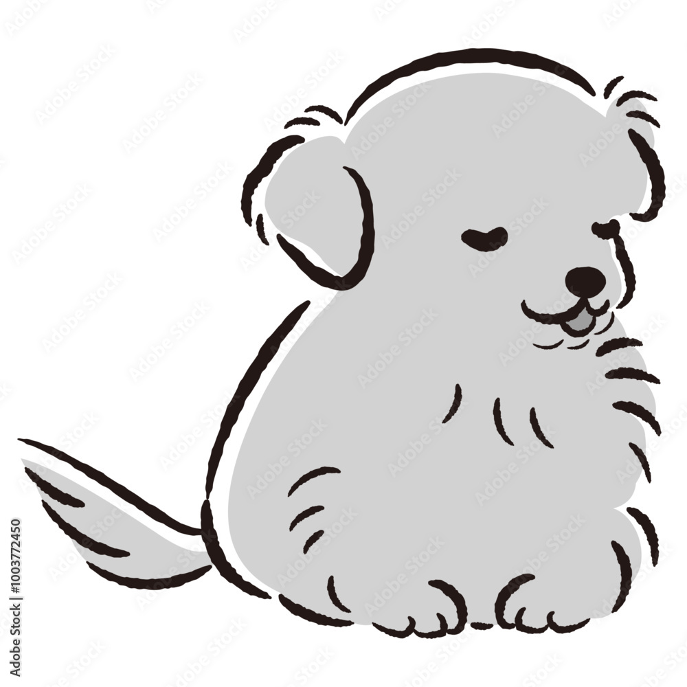 おじぎをしている犬の手描きイラスト おじぎをしている犬の手描きイラスト
