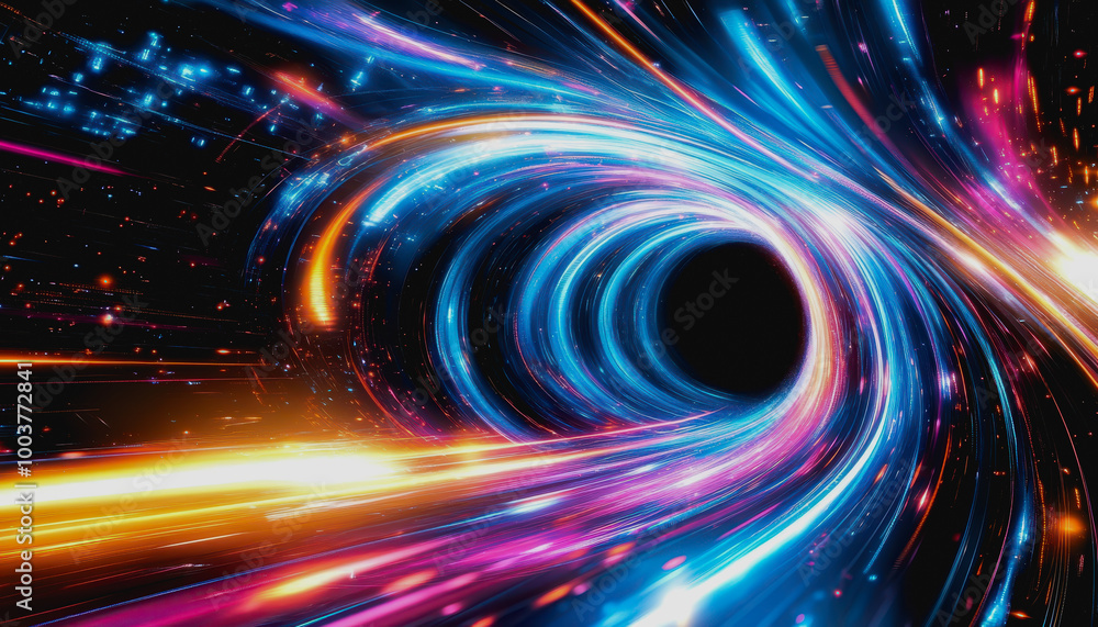 Futuristic space vortex with glowing tech elements Futuristic space vortex with glowing tech elements