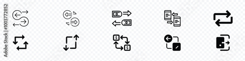 transfer icon, arrows data transfer icon, exchange arrow icons - Swap icon with two arrows, Money transfer outline vector icon. Transfer arrows outline icon. reverse arrow, replace icon, 