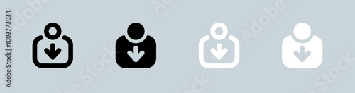 Contribute icon set in black and white. Support signs vector illustration.