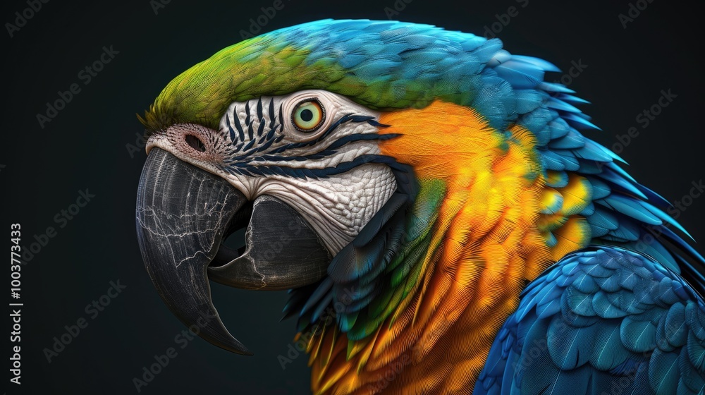 Fototapeta premium The blue and yellow macaw also known as the blue and gold macaw is a large Neotropical parrot with a mostly blue dorsum light yellow and orange venter and gradient hues of green on top of its head