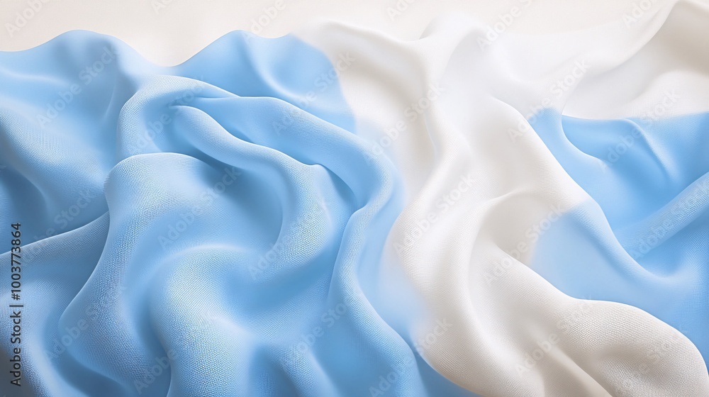 Obraz premium flowy light blue and white fabrics, soft light fabric and silk background
