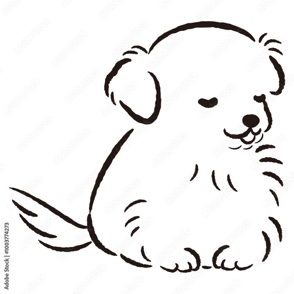 おじぎをしている犬の手描きイラスト おじぎをしている犬の手描きイラスト