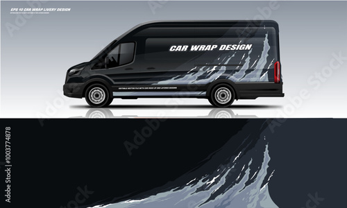 Sporty racing big van wrap car luxury wrap livery design foe universal medium van vector eps10 ready print printable file