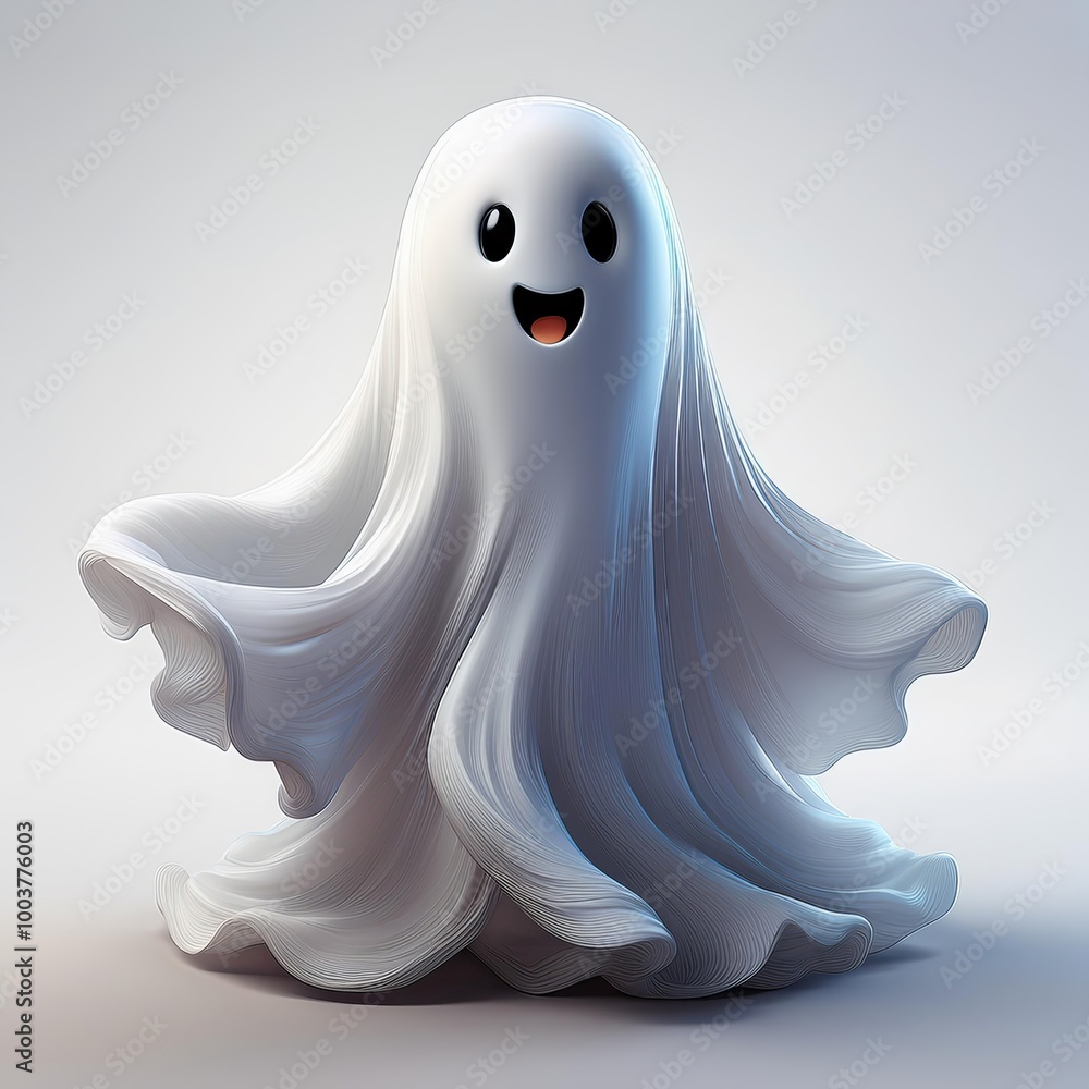 Halloween ghosts are 3D cartoons with isolated backgrounds, Generative AI Halloween ghosts are 3D cartoons with isolated backgrounds, Generative AI