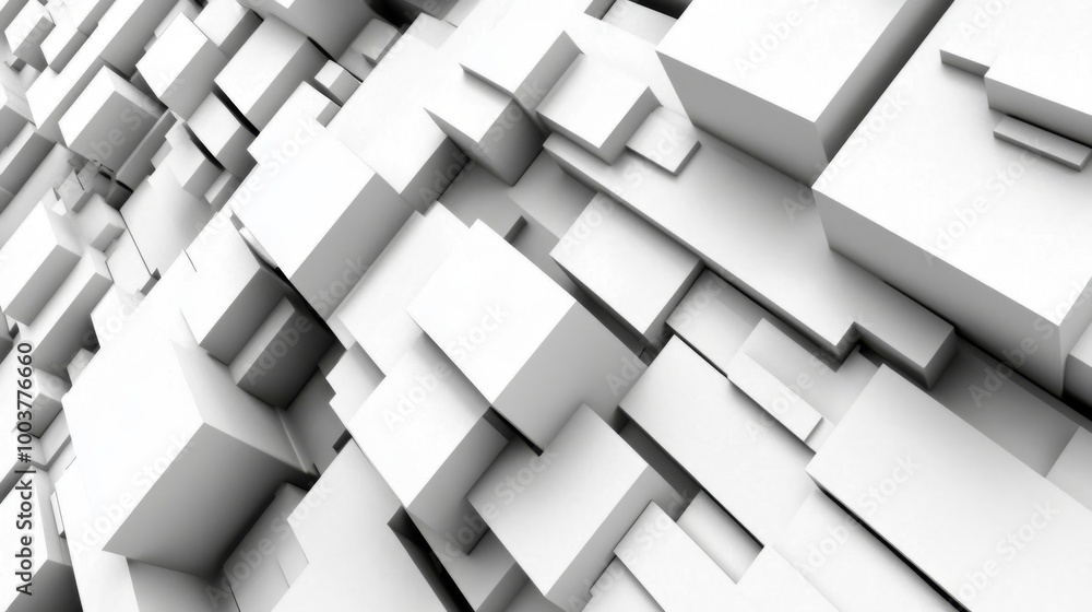 3D Shifted White Cube Boxes Block Background in Minimalist Design 3D Shifted White Cube Boxes Block Background in Minimalist Design
