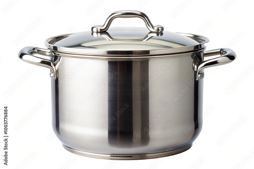 Large chrome pot with lid in forced perspective Large chrome pot with lid in forced perspective