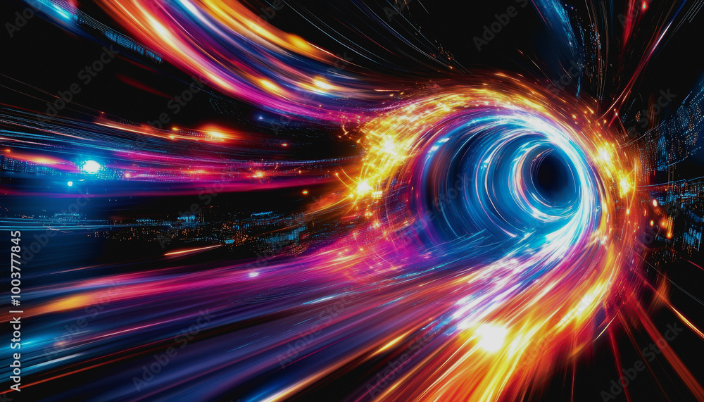 Neon cosmic portal with advanced tech circuitry in deep space Neon cosmic portal with advanced tech circuitry in deep space