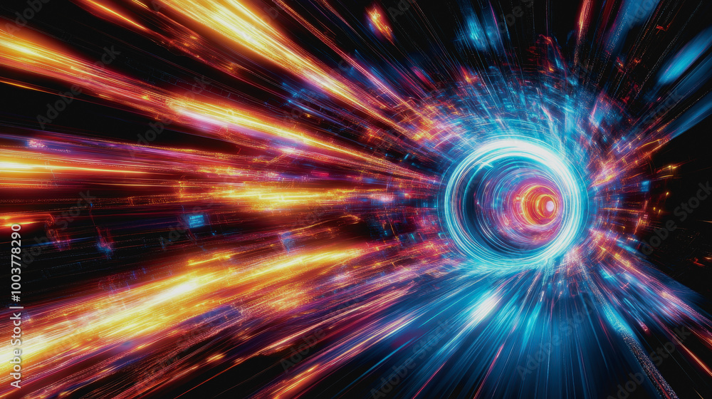 Neon cosmic portal with advanced tech circuitry in deep space Neon cosmic portal with advanced tech circuitry in deep space