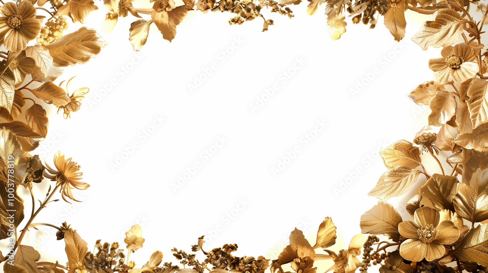 Elegant golden floral frame on a white background Elegant golden floral frame on a white background