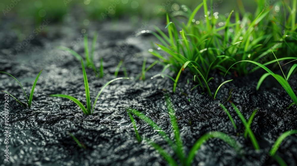 Grass growing in black soil Grass growing in black soil