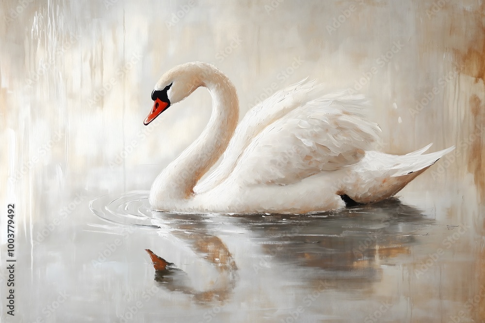Fototapeta premium A bright painting of a swan