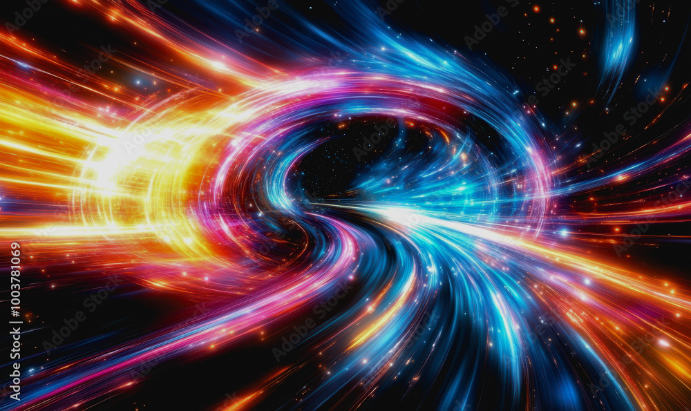 Neon cosmic portal with advanced tech circuitry in deep space Neon cosmic portal with advanced tech circuitry in deep space