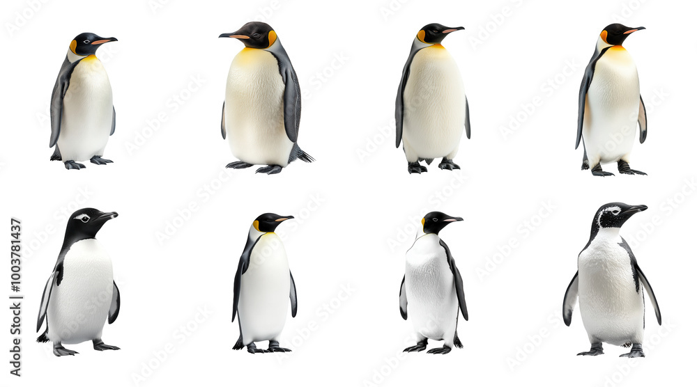 Fototapeta premium Emperor penguin on a white background as transparent PNG