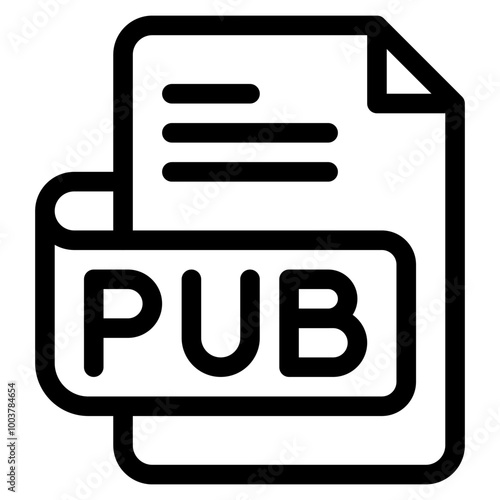 Vector Icon pub,m file type, file format, file extension, document photo