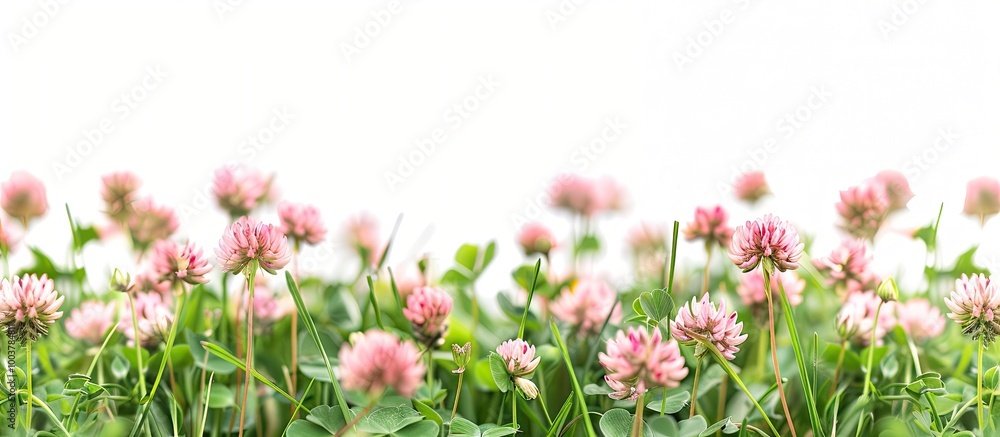 Fototapeta premium Lovely tulips in a green field. Copy space image. Place for adding text and design